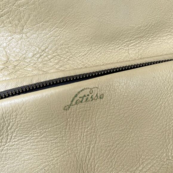 Vintage Letisse Cream Leather Bow Clutch Purse Zip Pockets 50s, Butter Yellow - Picture 2 of 9